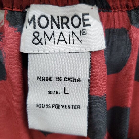 Monroe & Main Red Polka Dot Print Peasant Blouse L Sheer 3/4 Balloon Sleeve Top - Picture 11 of 15